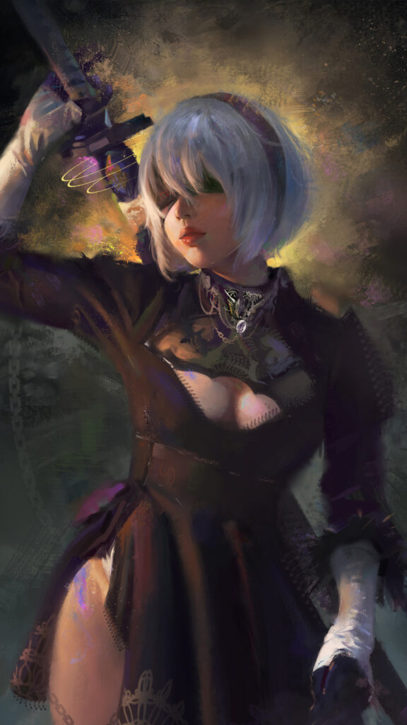 Elegant 2B Digital Painting Mobile Wallpaper