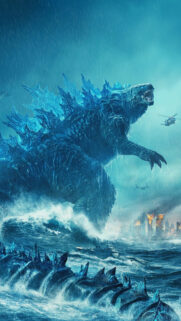 Godzilla Rising from the Ocean 4K Mobile Wallpaper