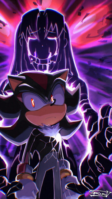 Shadow the Hedgehog Dramatic Digital Art Mobile Wallpaper