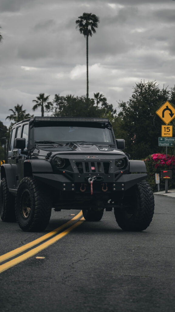 Black Modified Jeep Wrangler Mobile Wallpaper
