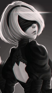 2B Nier Automata Artistic Portrait Mobile Wallpaper