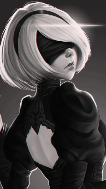 2B Nier Automata Artistic Portrait Mobile Wallpaper