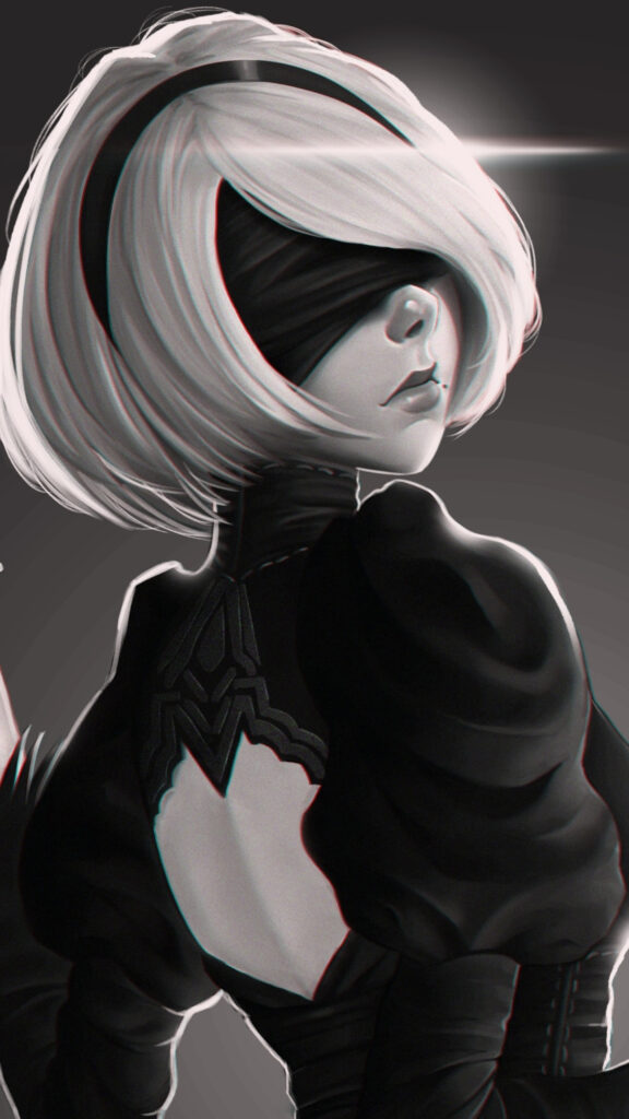 2B Nier Automata Artistic Portrait Mobile Wallpaper