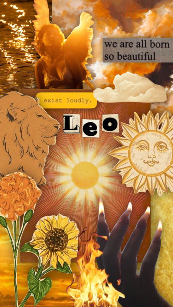Radiant Leo Zodiac Aesthetic: Golden Sun Sign and Strength Wallpaper