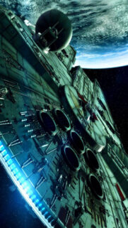 Iconic Millennium Falcon in Deep Space Mobile Wallpaper