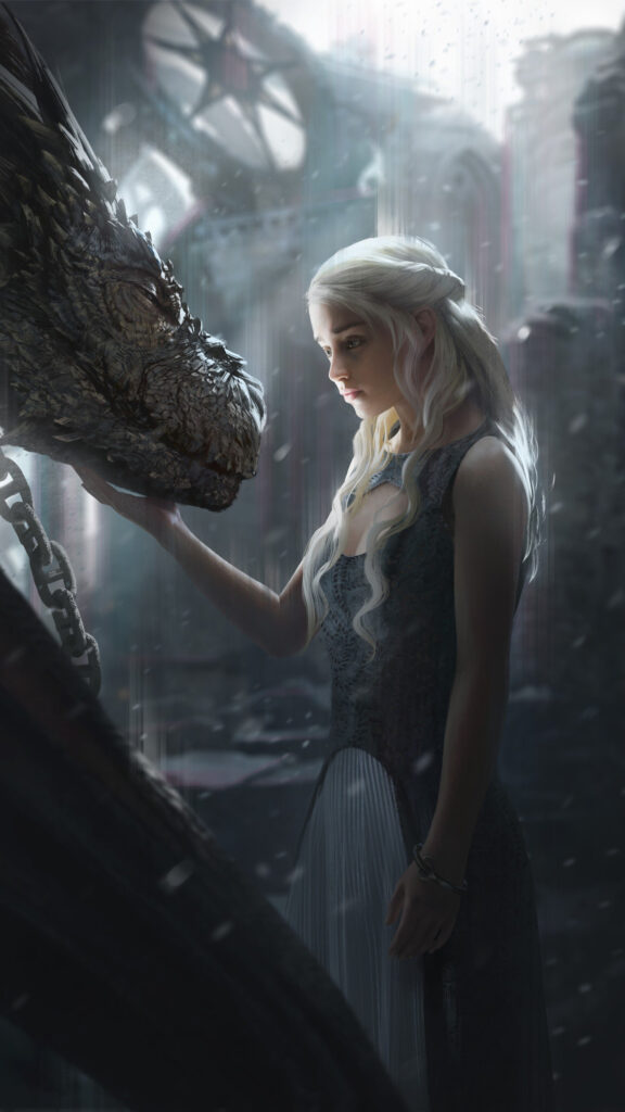 Daenerys Targaryen and Her Dragon Mobile Wallpaper