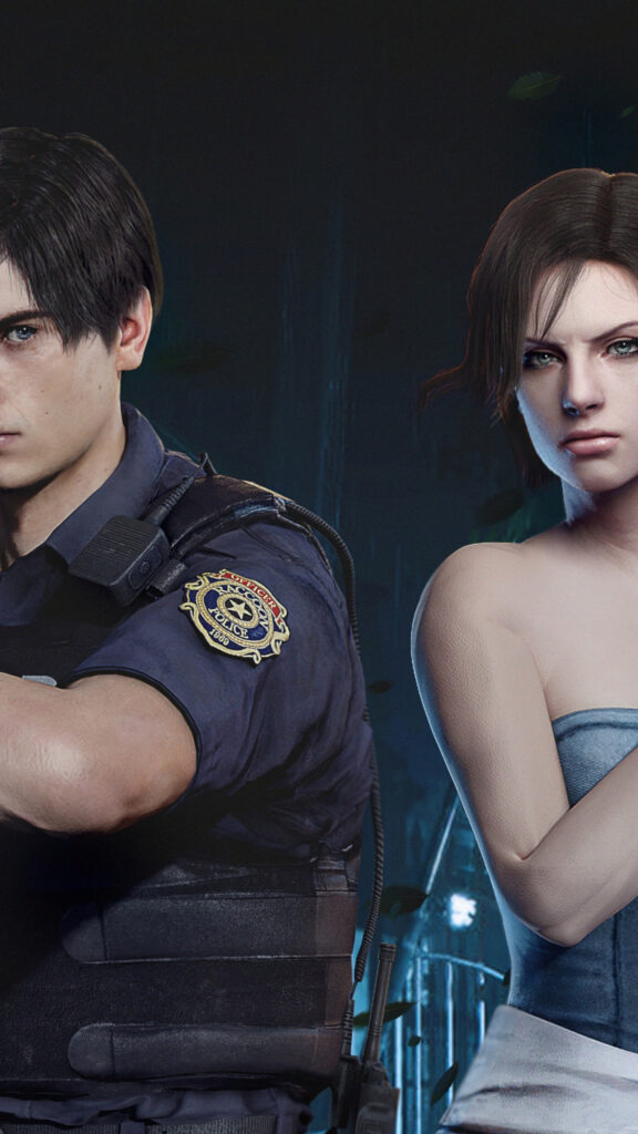 Leon Kennedy and Ada Wong Resident Evil 2 Remake Mobile Wallpaper