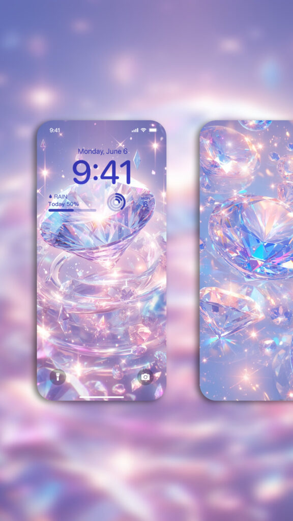 Radiant Diamond Energy Crystal Grid Aesthetic iPhone Wallpaper