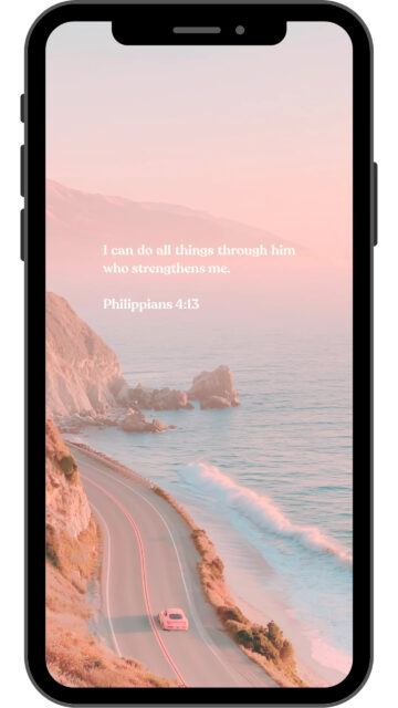 Coastal Road Scenic Scripture Verse Aesthetic Mobile Wallpaper
