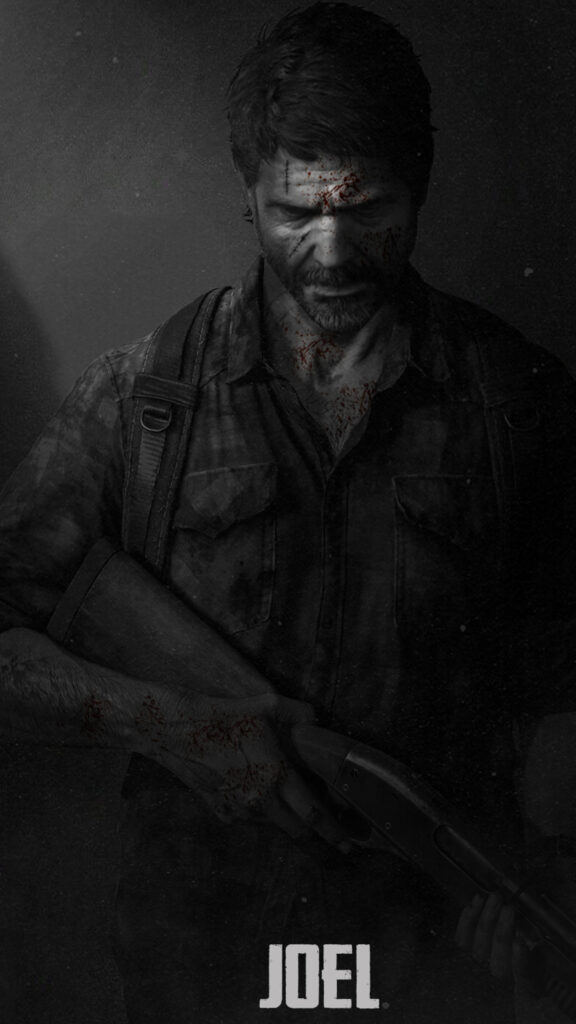 Gritty Joel Miller Portrait from The Last of Us Mobile Wallpaper