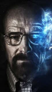 Walter White Blue Energy Effect Portrait Mobile Wallpaper