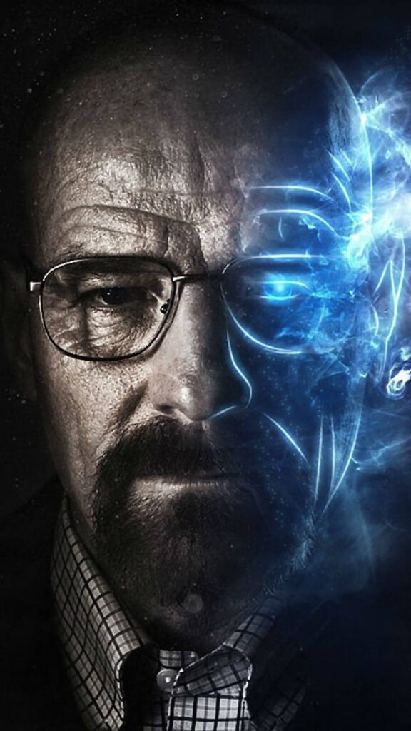 Walter White Blue Energy Effect Portrait Mobile Wallpaper