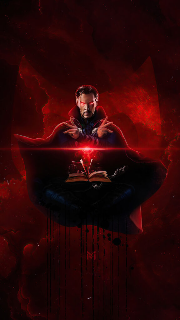Doctor Strange Meditating in Red Mist Mobile Wallpaper