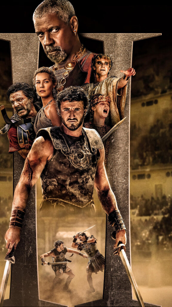 Gladiator II Movie Character Cast Ensemble Mobile Wallpaper
