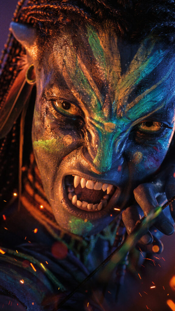 Intense Na'vi Warrior Neytiri Avatar Close-up 4K Mobile Wallpaper