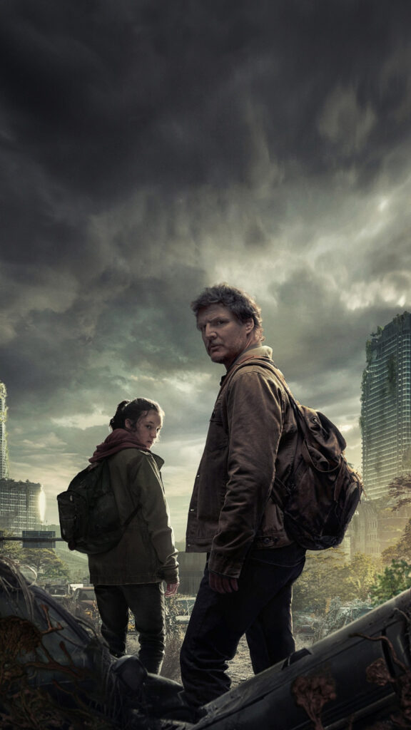 The Last of Us Ellie and Joel Gritty Post-Apocalyptic Mobile Wallpaper
