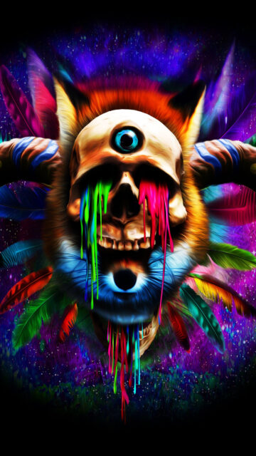 Third Eye Spiritual Awakening Fox Skull Psychedelic Art Wallpaper