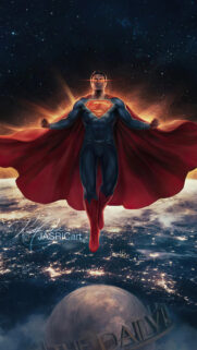 Superman Hovering Over Earth Artistic Mobile Wallpaper