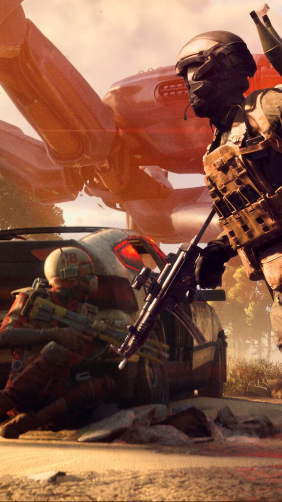 Futuristic Battlefield Soldier Mobile Wallpaper