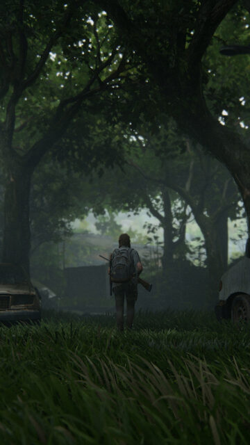 Ellie in Overgrown Forest Mobile Wallpaper