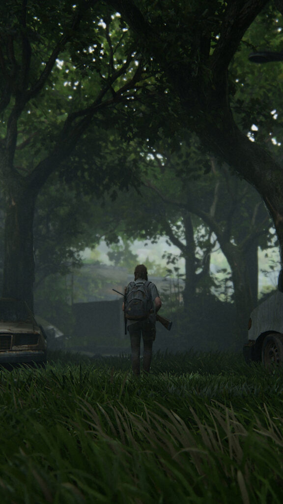 Ellie in Overgrown Forest Mobile Wallpaper