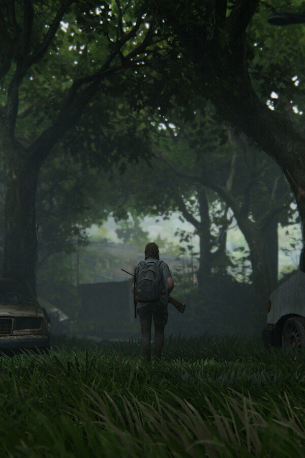 Ellie in Overgrown Forest Mobile Wallpaper