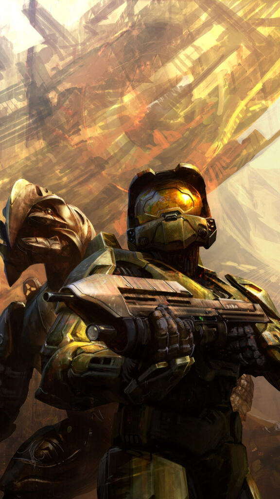 Master Chief and Arbiter Halo Game Mobile Wallpaper