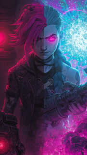 Vi and Jinx Arcane Split Face Mobile Wallpaper