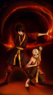 Zuko and Aang Dynamic Combat Duo Mobile Wallpaper