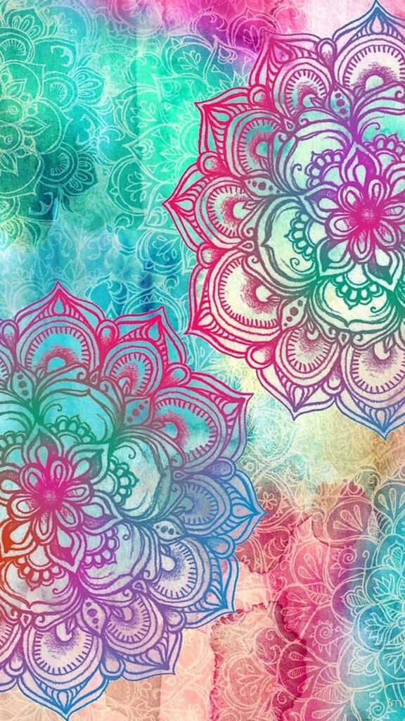 Vibrant Mandala Spiritual Energy Art for Meditation Phone Wallpaper