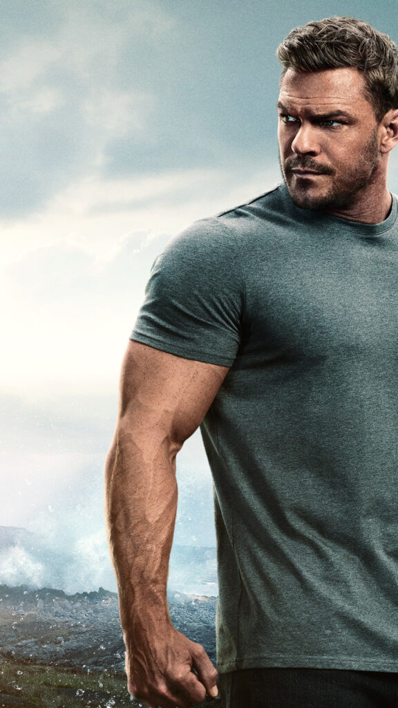 Alan Ritchson as Reacher Intense Portrait Mobile Wallpaper