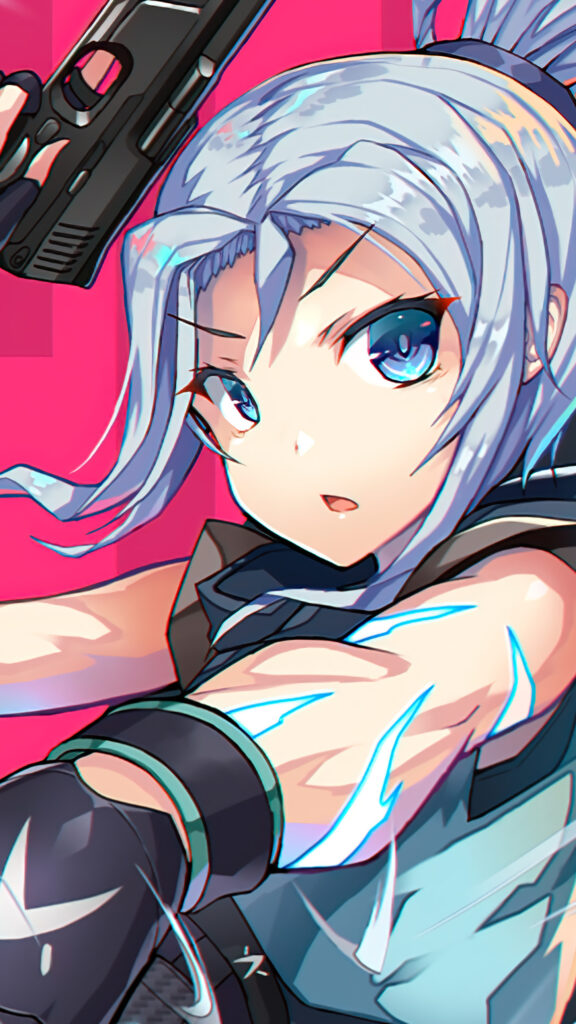 Anime Girl Agent Combat Pose Mobile Wallpaper