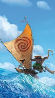 Moana and Maui Sailing Across the Ocean Mobile Wallpaper