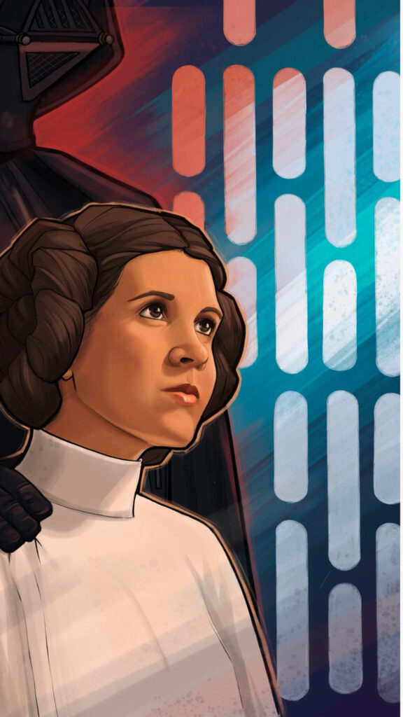 Princess Leia and Darth Vader Star Wars Mobile Wallpaper