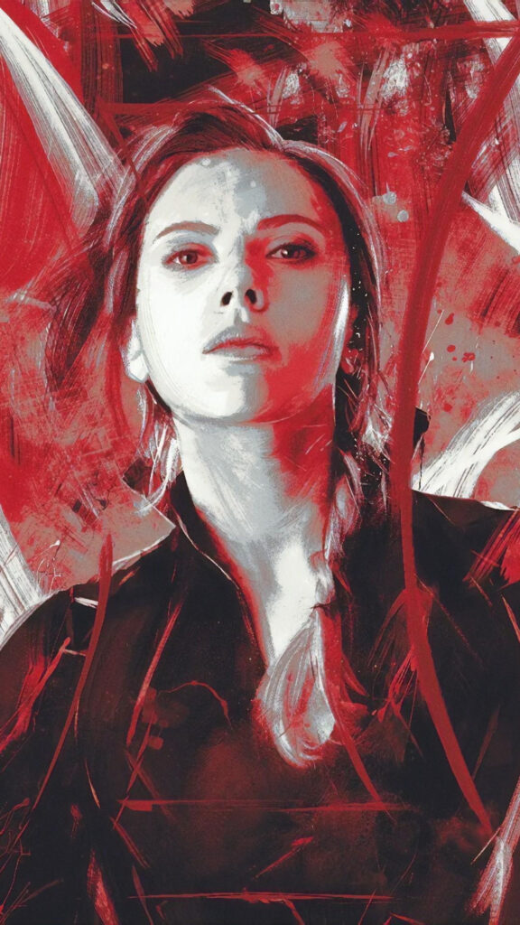 Scarlett Johansson Black Widow Intense Brushwork Mobile Wallpaper
