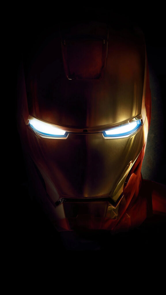Golden Iron Man Superhero Metallic Helmet Minimalist Mobile Wallpaper