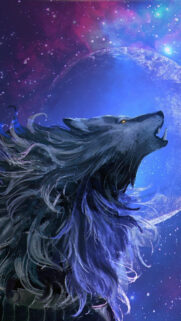 Howling Fantasy Wolf Portrait Mobile Wallpaper