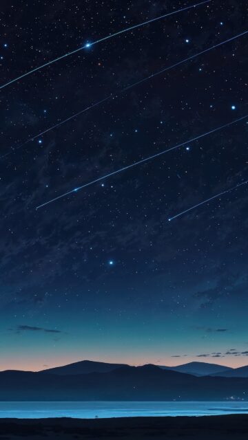 Celestial Night Sky and Meteor Shower Aesthetic Manifestation Wallpaper