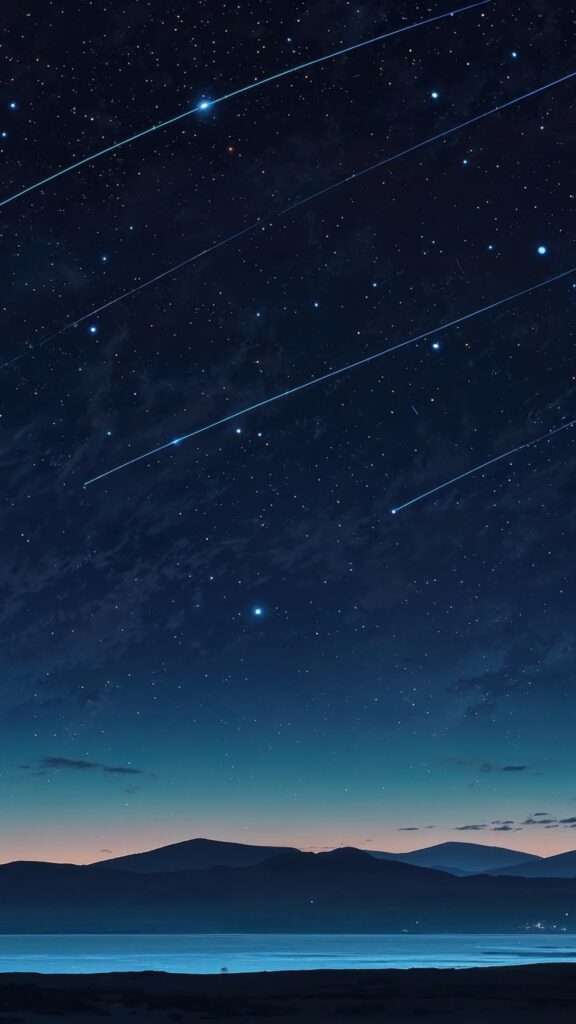 Celestial Night Sky and Meteor Shower Aesthetic Manifestation Wallpaper