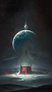 Scarlet Keep Fortress on Moon Mobile Wallpaper