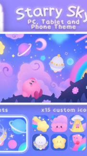 Kirby Starry Sky Pastel Aesthetic Mobile Wallpaper