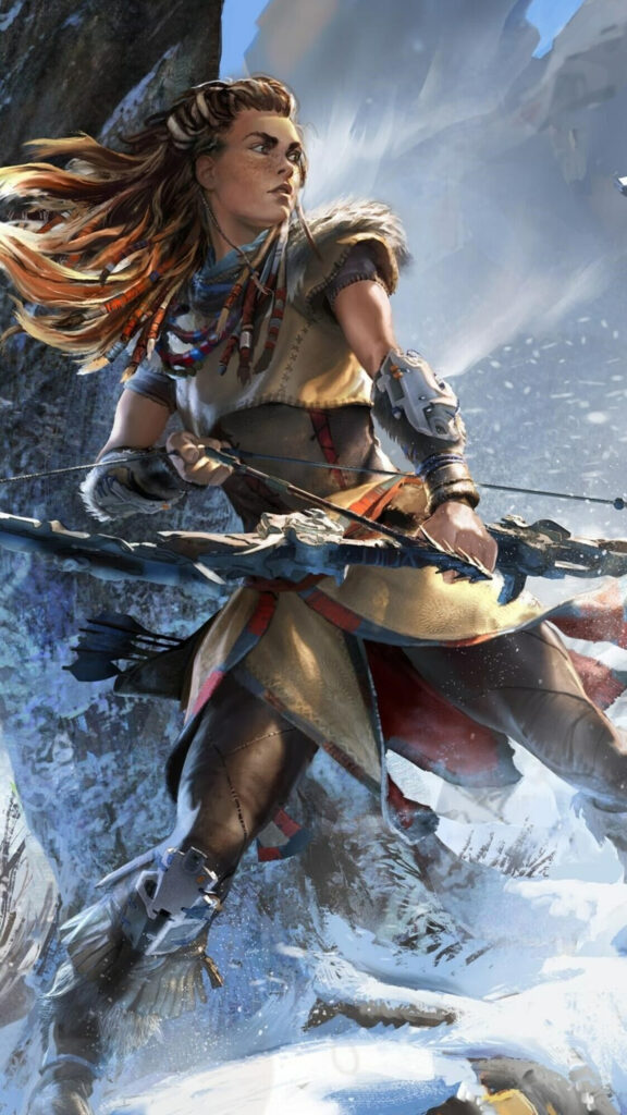 Aloy Horizon Zero Dawn Combat Mobile Wallpaper