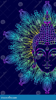 Neon Buddha Mandala Zen Art Spiritual Energy Phone Wallpaper