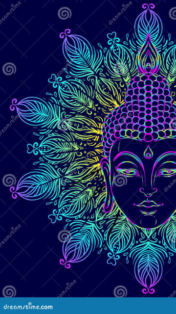 Neon Buddha Mandala Zen Art Spiritual Energy Phone Wallpaper