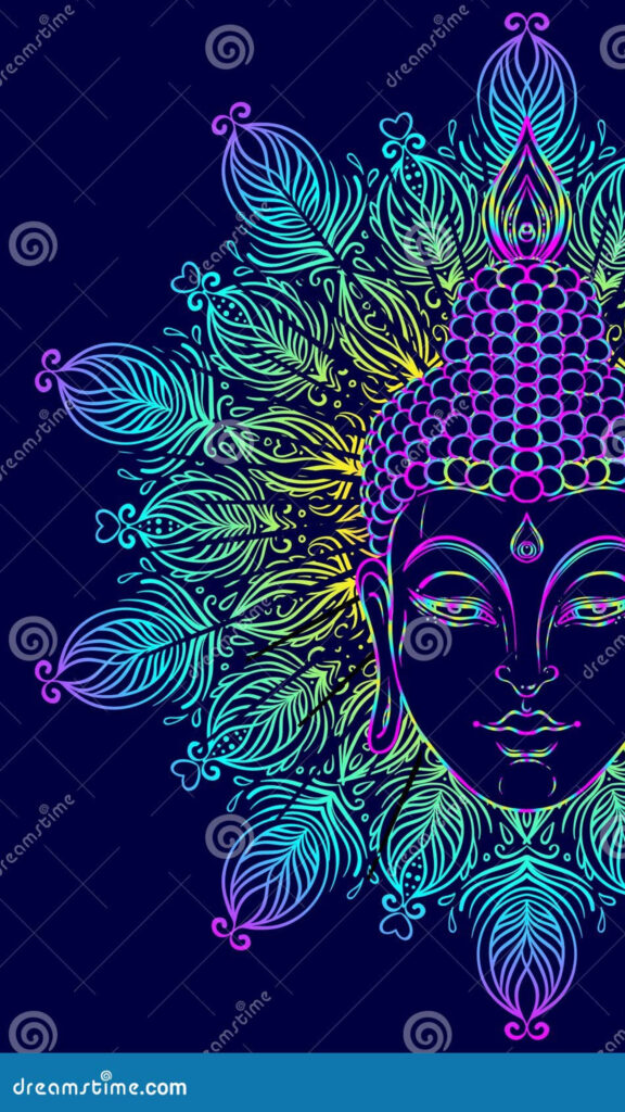 Neon Buddha Mandala Zen Art Spiritual Energy Phone Wallpaper