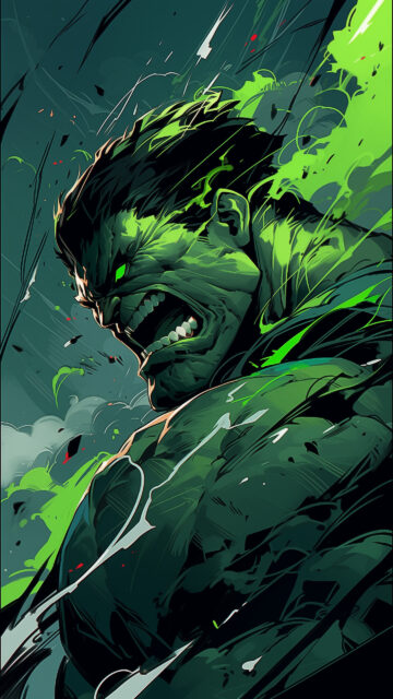 Furious Hulk Green Energy Aesthetic Portrait Mobile Wallpaper