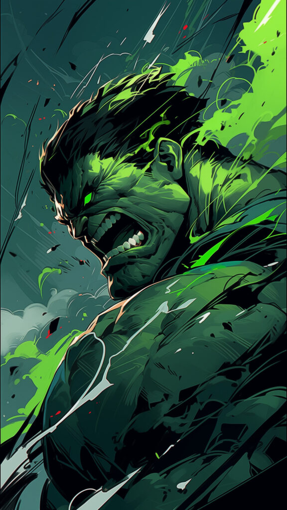 Furious Hulk Green Energy Aesthetic Portrait Mobile Wallpaper