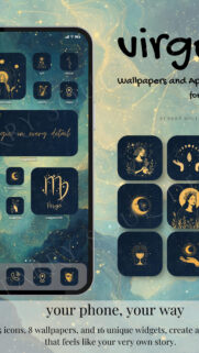 Virgo Earth Sign Aesthetic Icons and Celestial Zodiac Phone Wallpaper