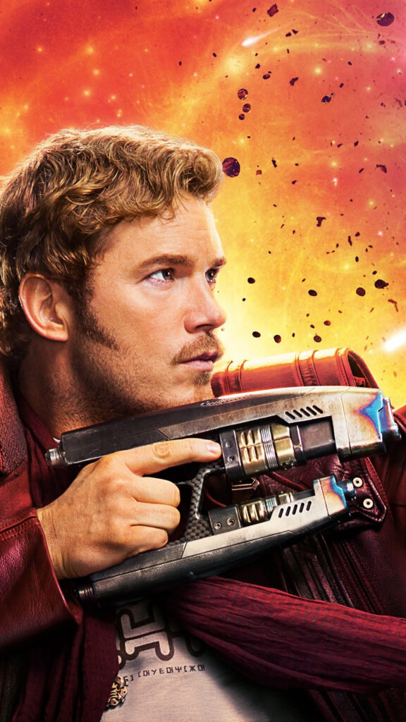 Star-Lord Chris Pratt Cosmic Battle Mobile Wallpaper