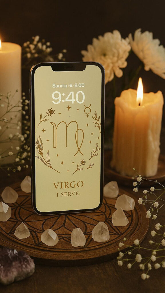 Minimalist Virgo Zodiac Sign Astrology Aesthetic Phone Wallpaper
